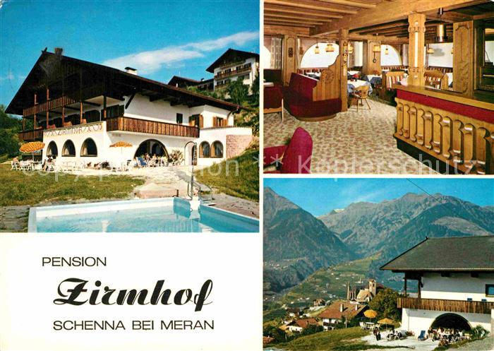 Schenna Meran Pension Zirmhof Gastraum Swimmingpool