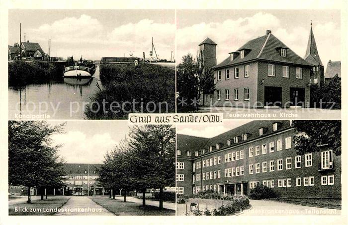 Sande Friesland Kanal Feuerwehrhaus Kirch Landeskrankenhaus