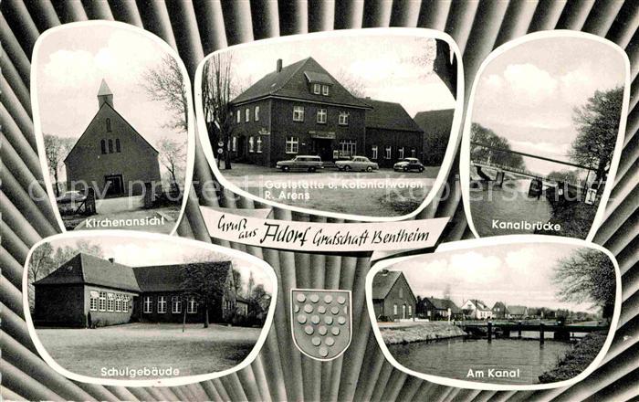 Bentheim Bad Adorf Kirche Gaststaette Kolonialwaren Schulgebaeude Kanal Bruecke