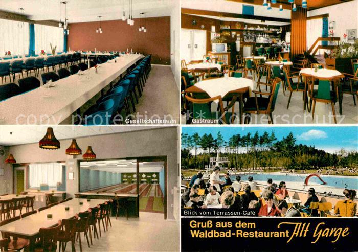 Alt Garge Waldbad Restaurant Gastraum Gesellschaftsraum Terrassen Cafe