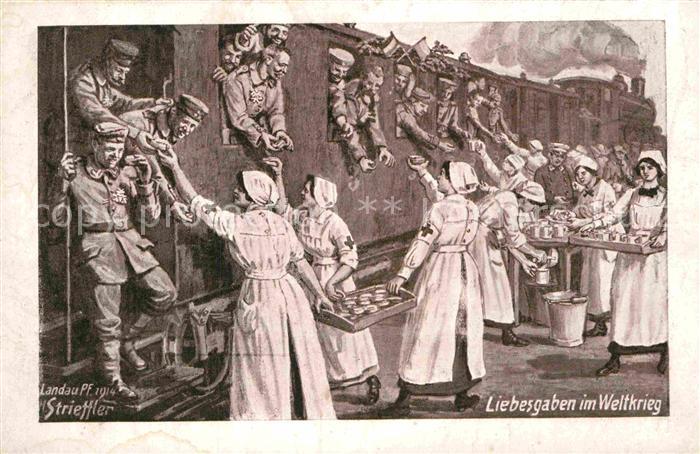 Militaria Eisenbahn Sanit?r Rotes Kreuz WK1 K?nstlerkarte