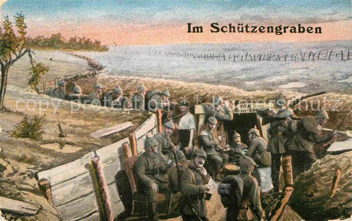 Militaria Sch?tzengraben WK1 K?nstlerkarte
