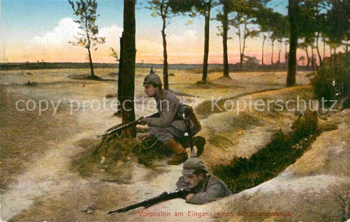 Militaria Schuetzengraben Soldaten mit Gewehr Kuenstlerkarte Serie das Deutsache