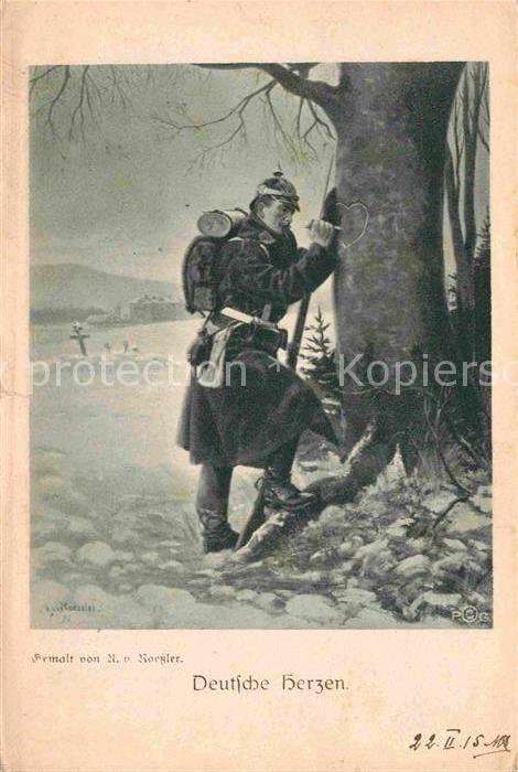 Militaria WK1 Deutsche Herzen Kuentlerkarte