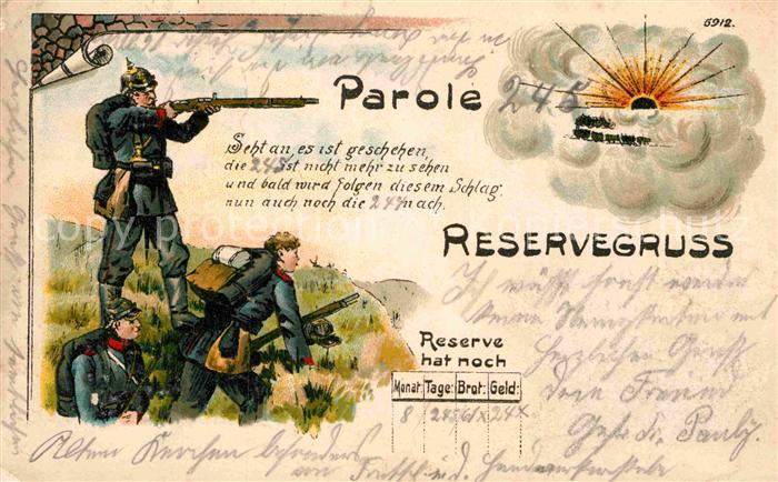 Militaria Regimente Reserve Grusskarte Parole