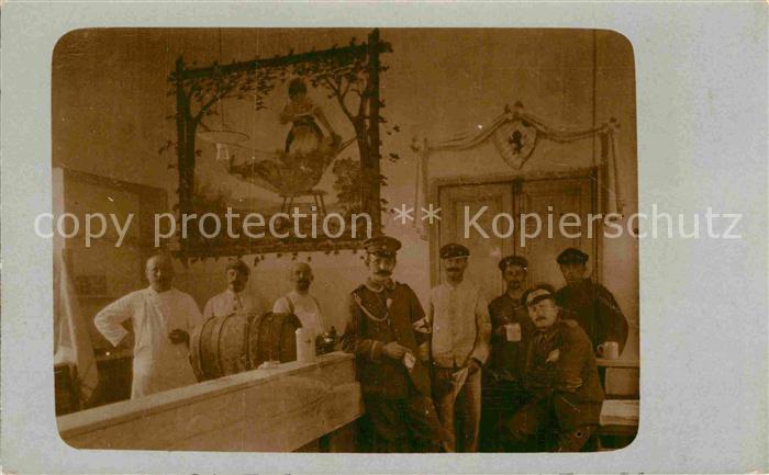 Kaserne in der Kantine WK1 Gruppenfoto Militaria