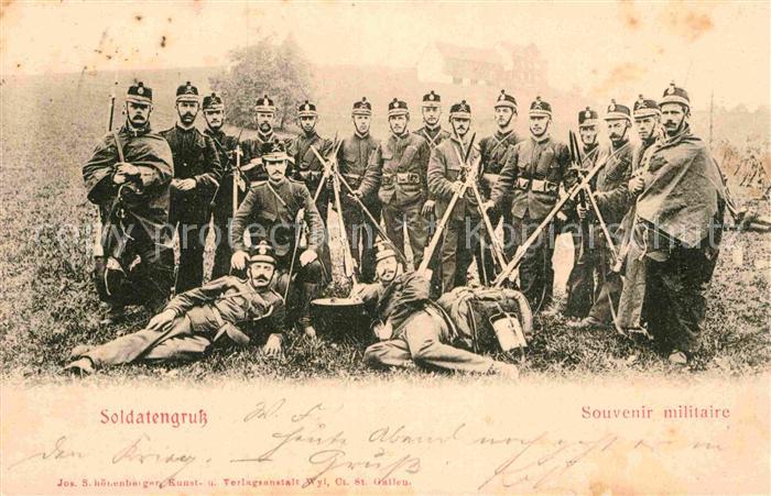 Militaria Schweiz Gruppenfoto Soldatengruss