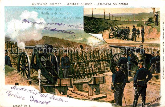 Militaria Schweiz Positionsartillerie Kanone
