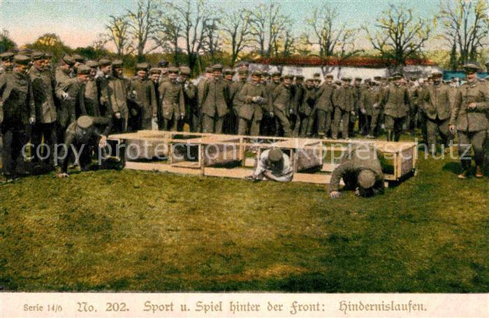 Militaria Soldatenleben Sport und SPiel Hindernislaufen WK1