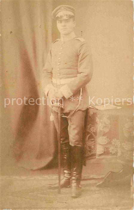 Regiment DR 007 Dragoner Militaria WK1 Soldat mit Saebel Regimentstempel