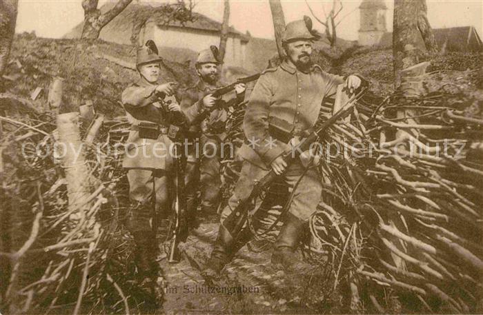 Militaria Sch?tzengraben K.S.45 Ersatz Brigade WK1 Soldaten mit Bajonette