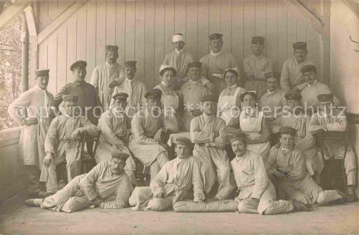 Militaria Lazarett WK1 Gruppenbild
