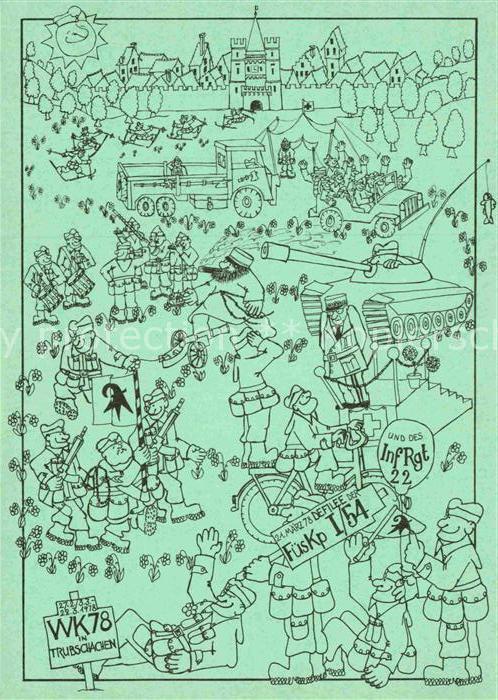 Militaria Schweiz WK1 Regimentskarte Inf Reg 22 FuesKp 1/54 WK78  Trubschachen