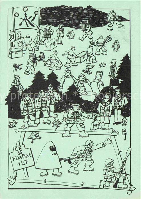 Militaria Schweiz WK1 Regimentskarte EK 85 FuesBat 127 Muenchenstein