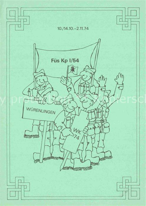 Militaria Schweiz WK Regimentskarte Wuerenlingen Fues Kp 1/54