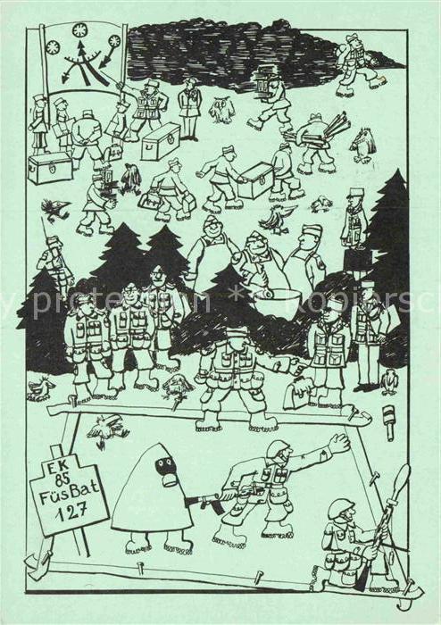 Militaria Schweiz Regimentskarte EK85 Fues Bat 127 Muenchenstein