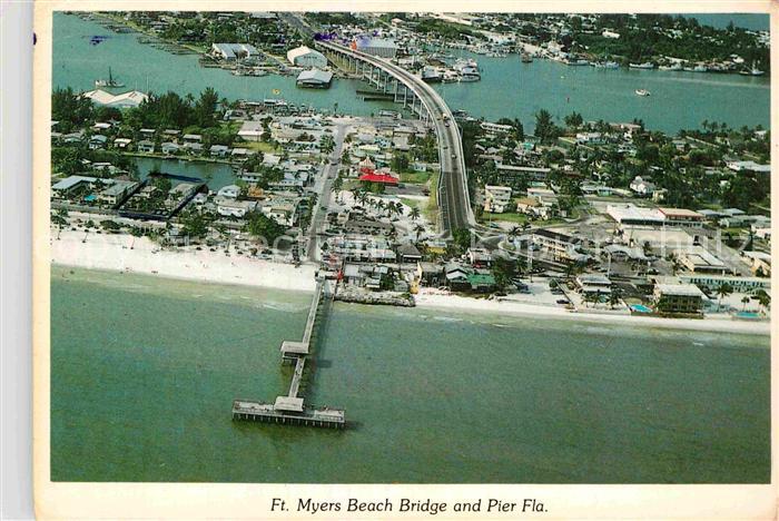 Fort Myers Beach Bridge ans Pier Aerial View