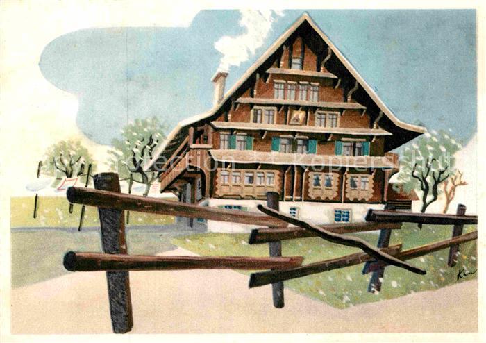Kuenstlerkarte Fritz Krumenacher Innerschweizer Haus