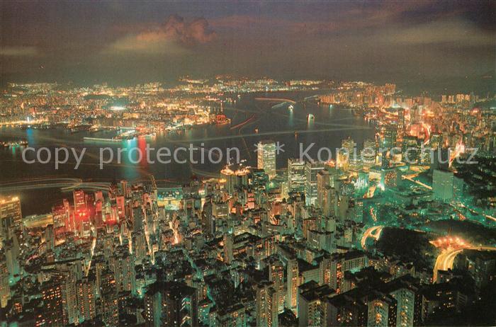 Hong Kong Fliegeraufnahme bei Nacht