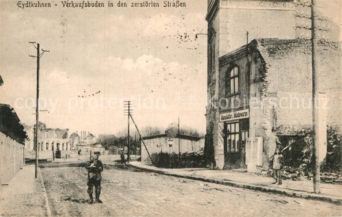 Eydtkuhnen Ostpreussen Russia Verkaufsbuden zerstoerte Strassen