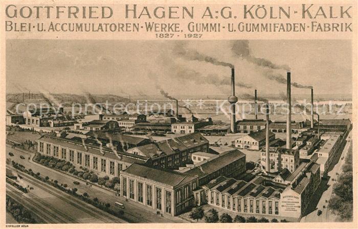 Kalk Koeln Gottfried Hagen AG Blei- Accumulatoren WErke Gummi- Gummifaden-Fabrik