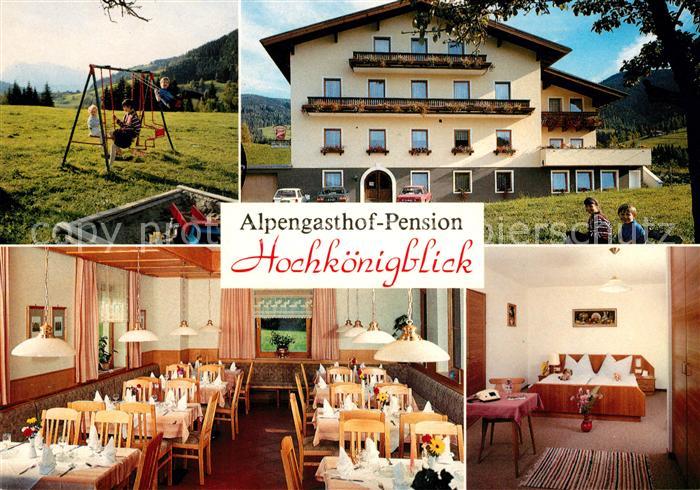 Niedernfritz Alpengasthof Pension Hochkoenigblick Gastraum Zimmer Spielplatz