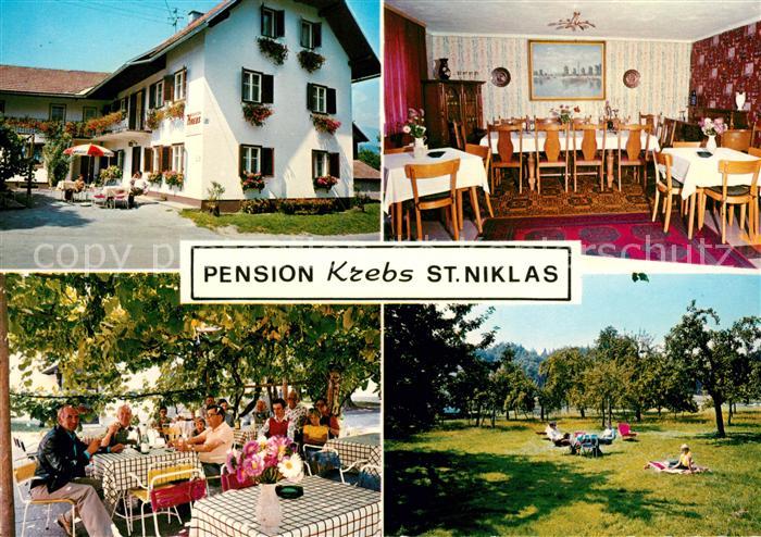 St Niklas Faakersee Pension Krebs Gaststube Terrasse Park