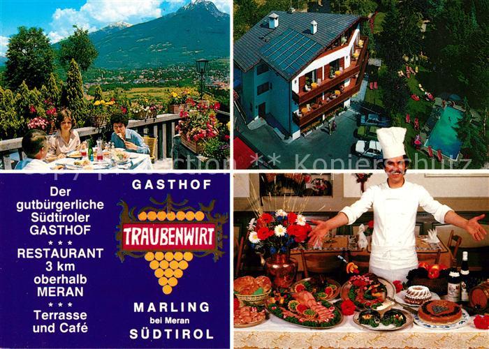 Marling Gasthof Traubenwirt Terrasse Fliegeraufnahme