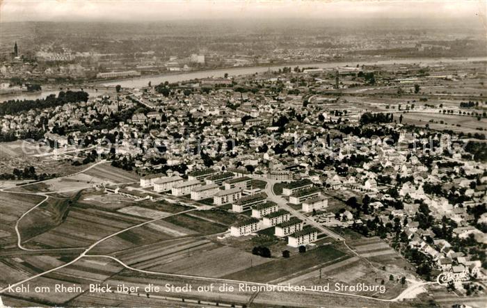Kehl Rhein Fliegeraufnahme Rheinbruecke Strassburg
