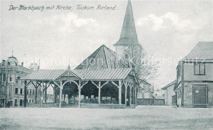 Tuckum Tukums Kurland Marktplatz mit Kirche