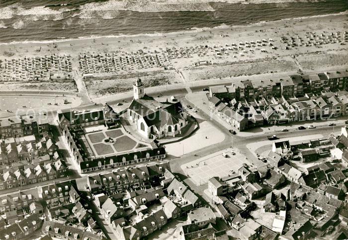 Katwijk aan Zee Fliegeraufnahme Oude Kerk Plage Centrum