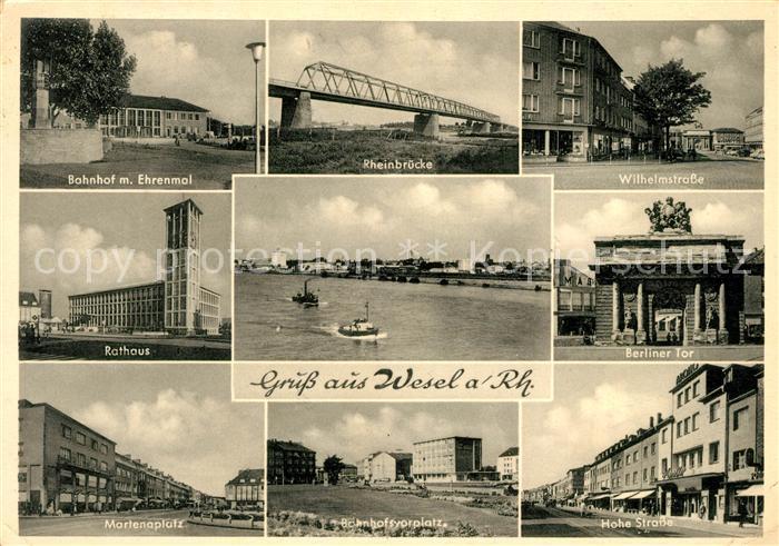 Wesel Rhein Ehrenmal Rheinbruecke Wilhelmstrasse Hohe-Strasse