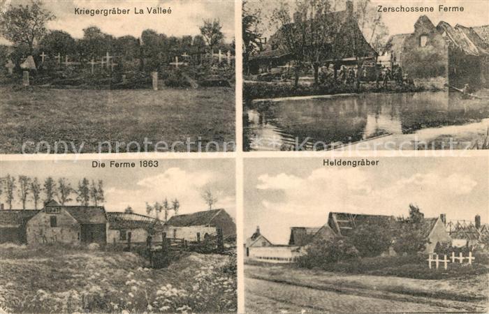 Lille Nord Zwischen Lille und Armentiéres Kriegsgraeber Ferme-Ruine Heldengraebe