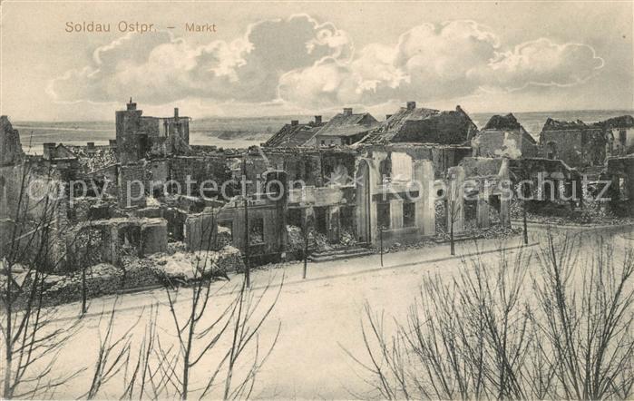 Soldau Ostpreussen Marktplatz zerstoert