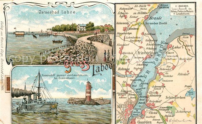Laboe Leuchtturm Panzerschiff Landkarte