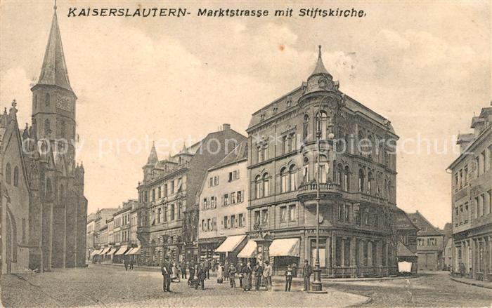 Kaiserslautern Marktstrasse mit Stiftskirche