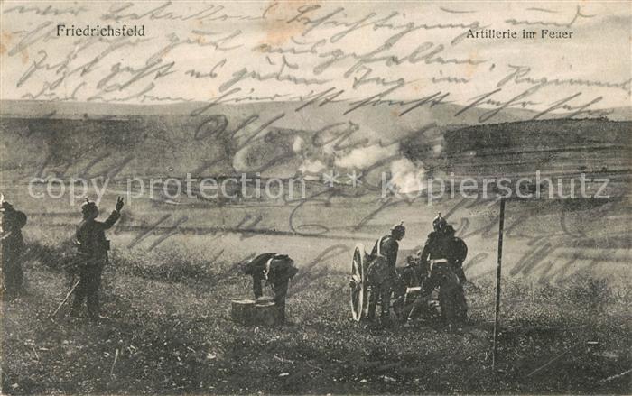 Friedrichsfeld Niederrhein Artillerie im Feuer Soldaten Kanone