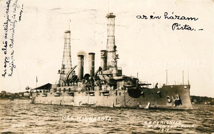 Schiffe Ships Navires US Marine Uss Minnesota Philadelphia Harbour Kreuzer