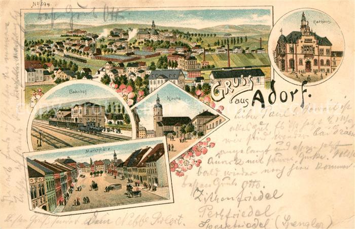 Adorf Vogtland Rathaus Bahnhof Marktplatz Kirche