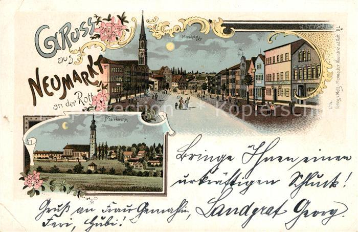 Neumarkt-St Veit Marktplatz Mondschein Pfarrkirche