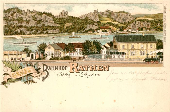 Rathen Saechsische Schweiz Bahnhof Panorama Steine