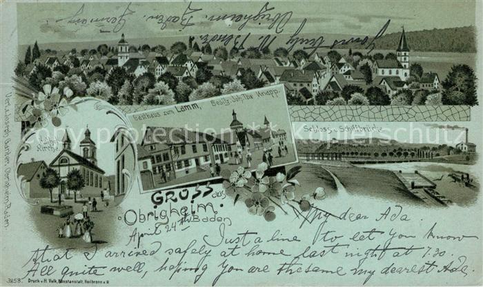 Obrigheim Baden Gasthaus Lamm Schloss Kirche Panorama