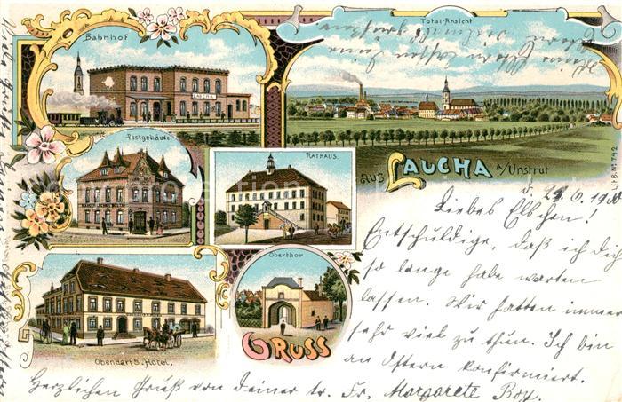 Laucha Unstrut Bahnhof Rathaus Oberthor Panorama