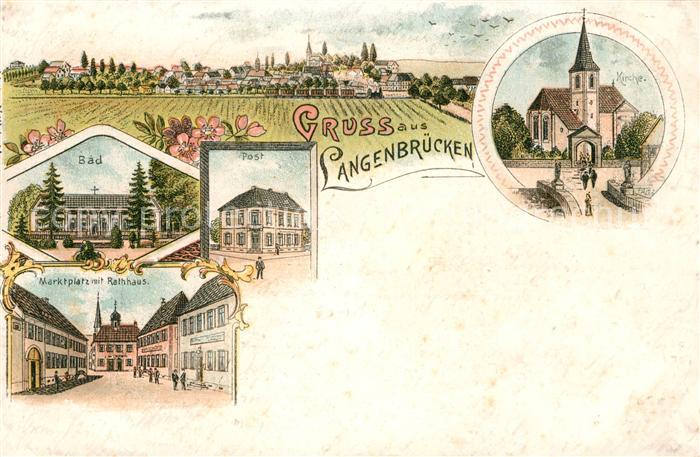 Langenbruecken Bad Schoenborn Kirche Marktplatz Rathaus Bad Postamt