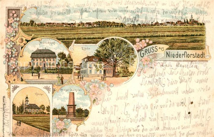 Florstadt Niederflorstadt Moenchhof Linde Kirche Kiegerdenkmal