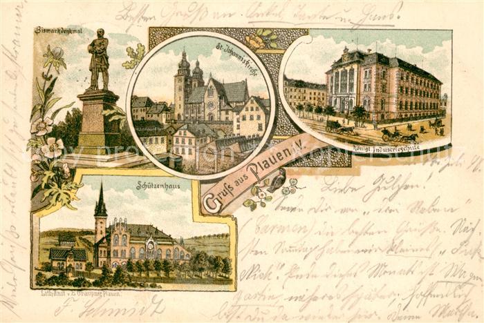 Plauen Vogtland Industrieschule Johanniskirche Bismarkdenkmal