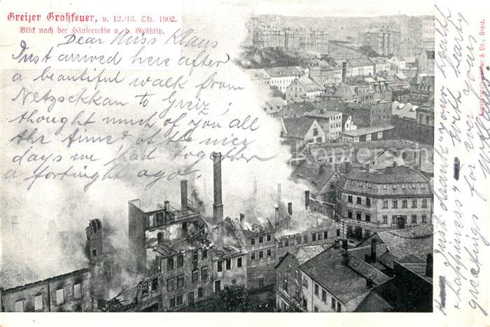 Greiz Thueringen Grossfeuer Stadtbrand 1902