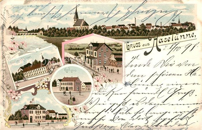 Haseluenne Rathaus Postamt Bahnhof Ursulinenkloster