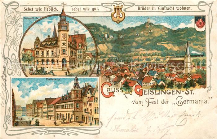 Geislingen Steige Rathaus Postgebaeude Panorama Fest Germania