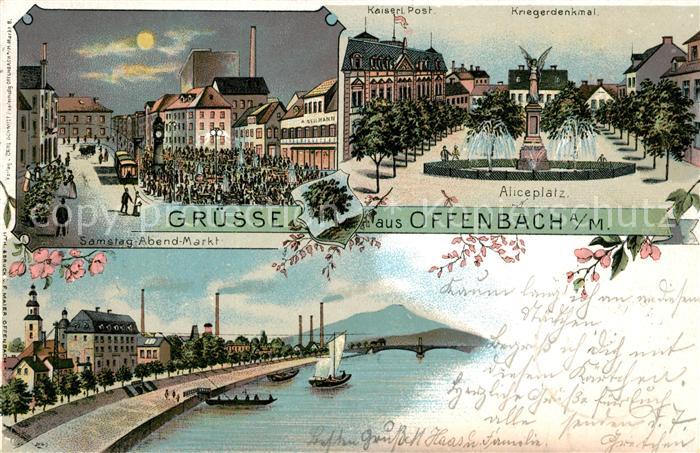 Offenbach Main Aliceplatz Mainufer Abend Markt Mondschein